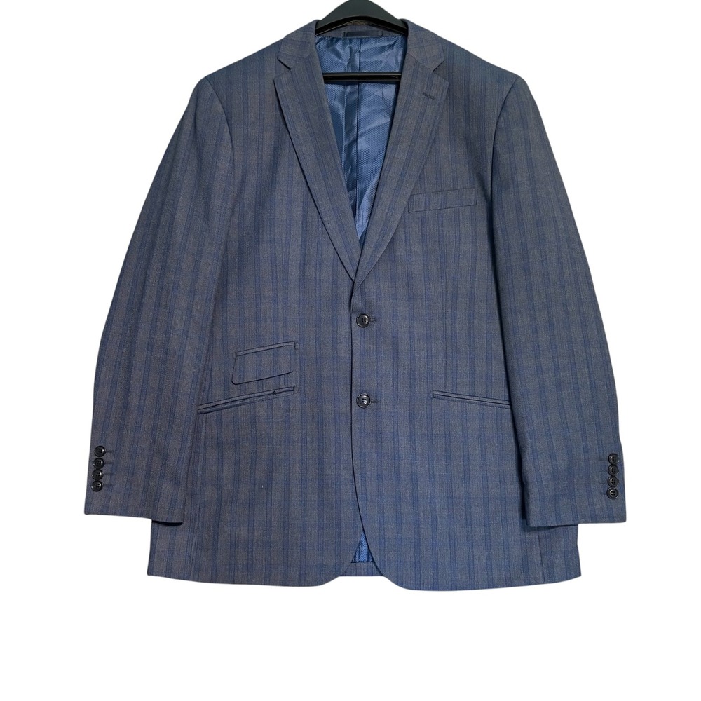 Alberto Cardinali Blazer Mens 44R Glen Plaid Blue Slim Fit Two Button Sport Coat
